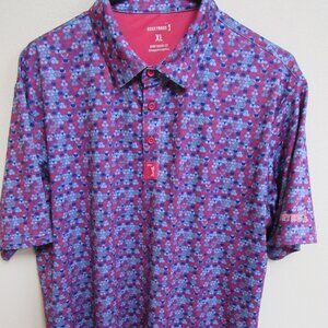 Bogey Bros Multicolor Geometric Pattern Short-Sleeve Golf Polo Shirt XL